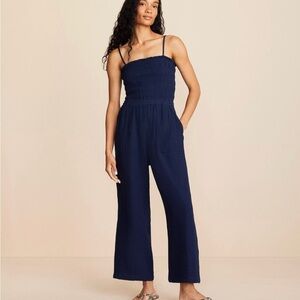 Lou & Grey Smocked Triple Cloth Jumpsuit